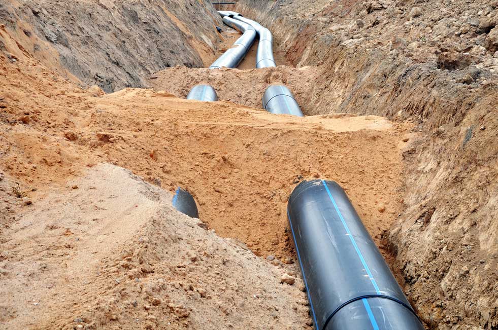 pipe lines being installed