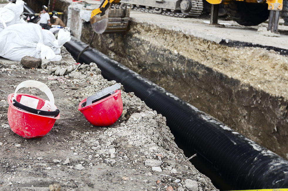 pipe lines being installed